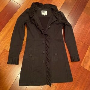 Kut from the Kloth button-down jacket with ruffles. Black. Size medium.
